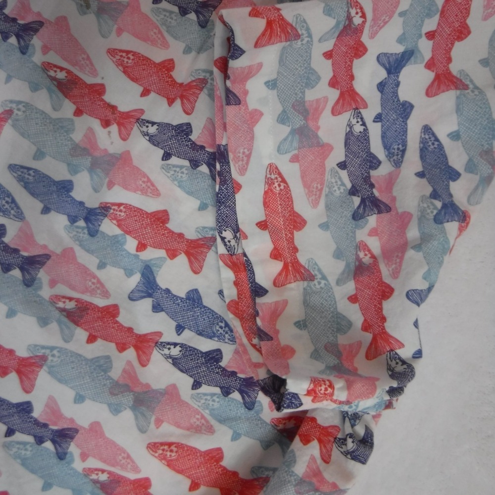 J.CREW Shirt Boy's Large Slim Fit Short Sleeve Button Down All Over Fish Print - Picture 7 of 11